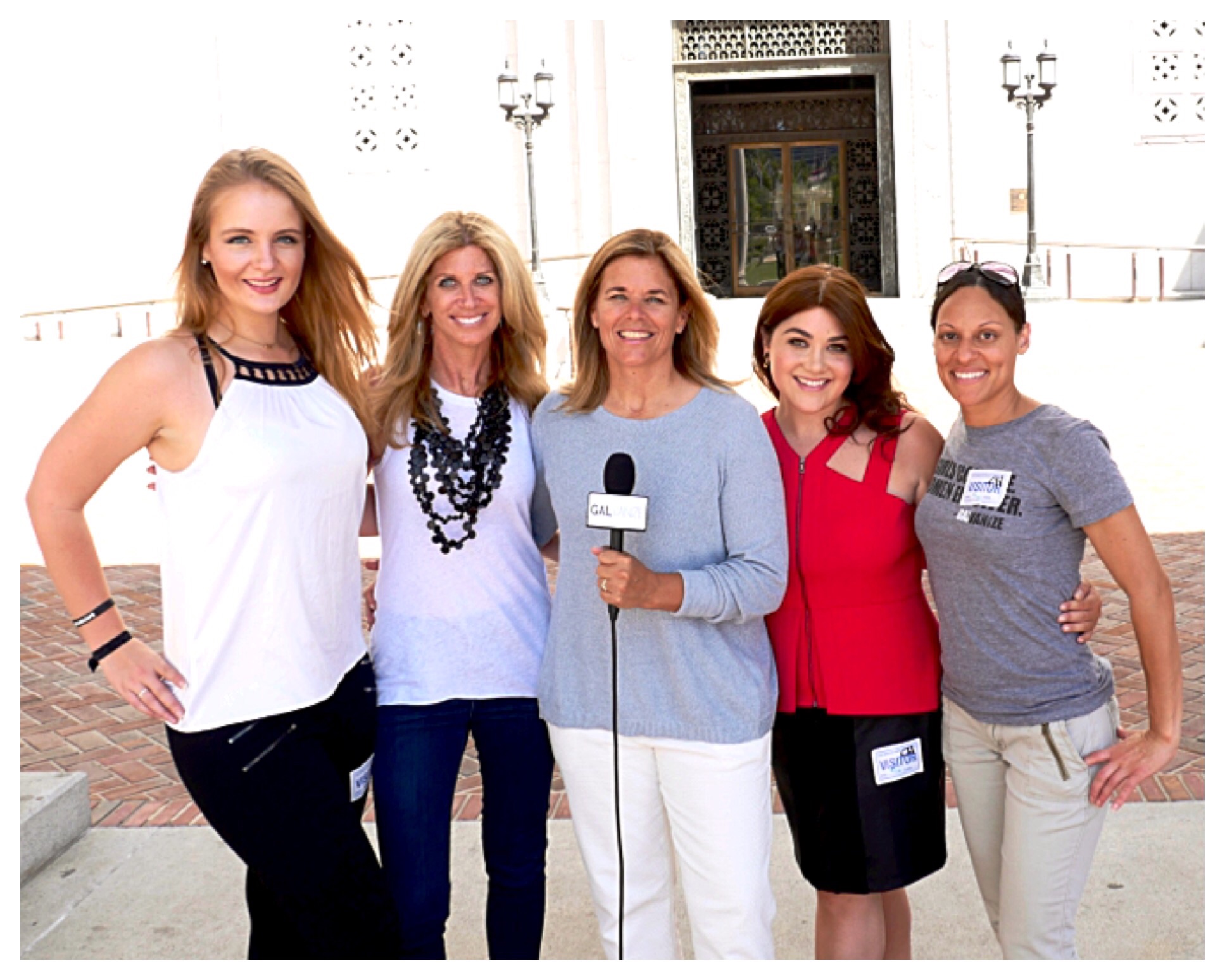 Fox Sports NFL sideline reporter, Laura Okmin, to the left, teaching us how to GALvanize in Los Angeles!